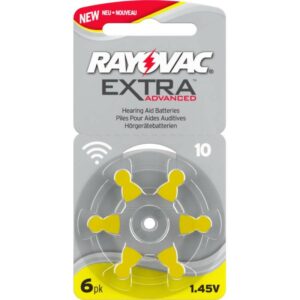 Blister Rayovac Extra Advanced Misura 10 PR70 Colore Giallo